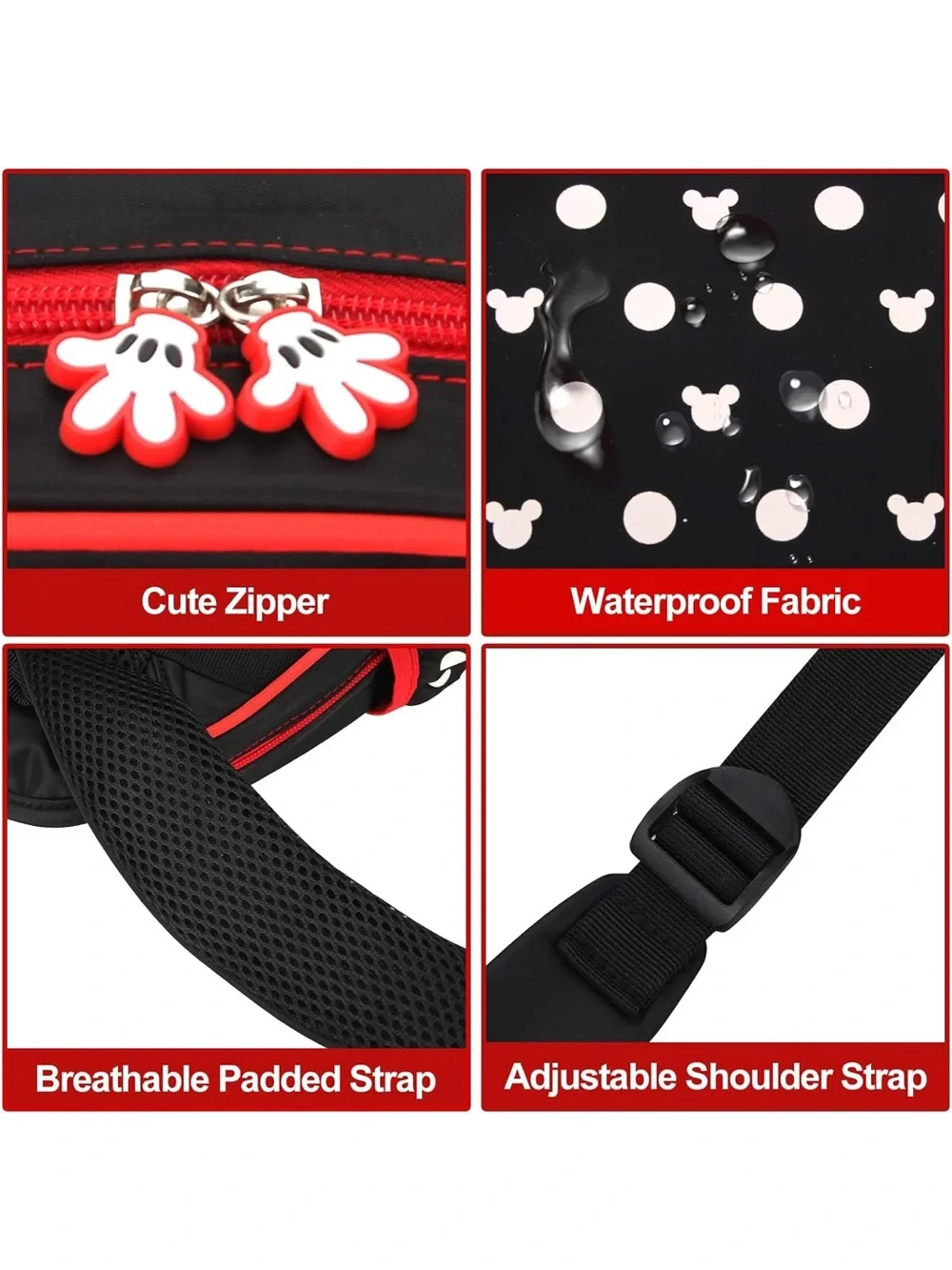 Disney Kids Polka Dot Minnie Backpack in Black and Red